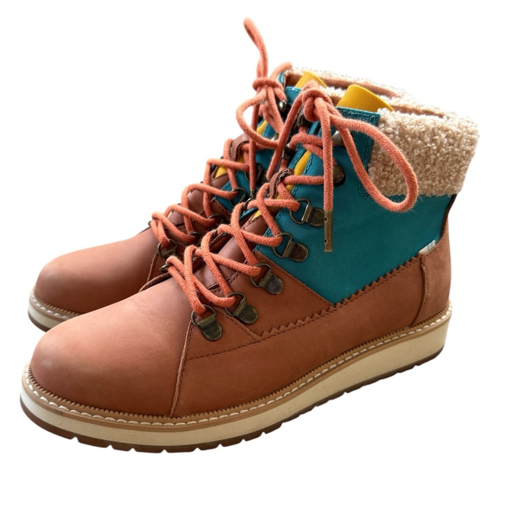 Toms Brown and Teal Ankle Boots